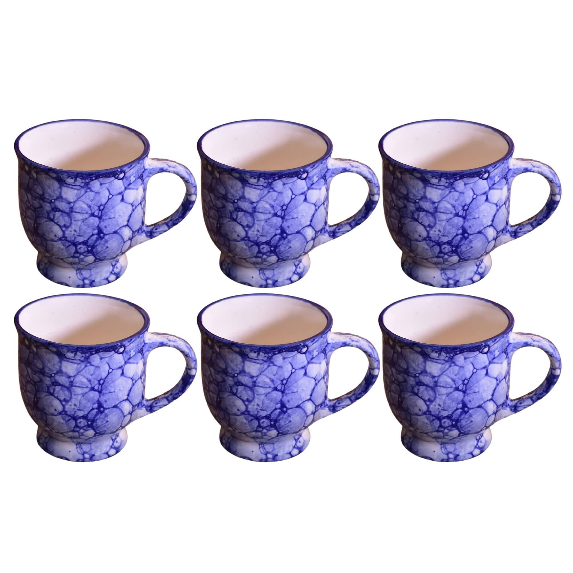 Kunhar Ceramic Tea Cup - 200 Ml, 6 Pieces, Blue Luster
