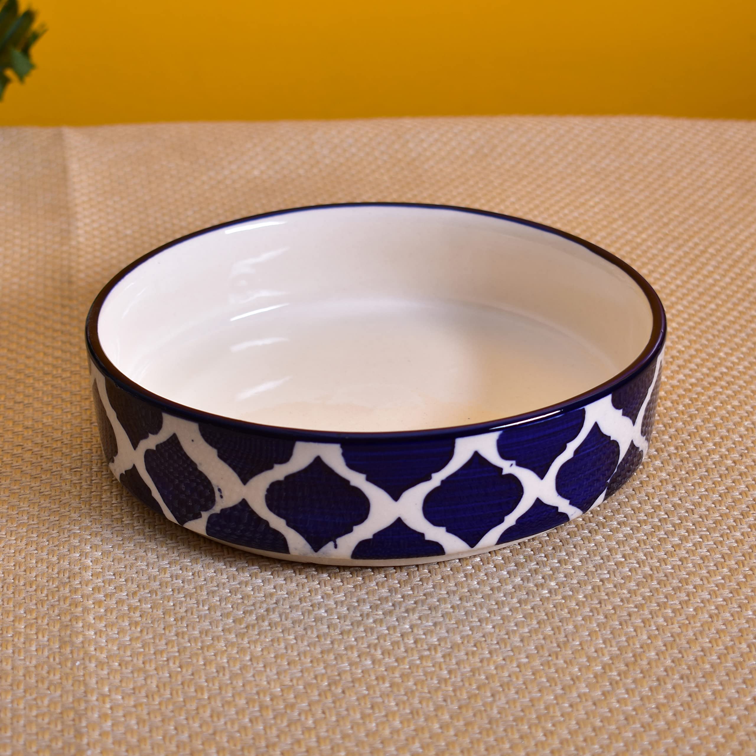 Kunhar Ceramic Bowls Set for Snacks Ceramic Serving Bowl Set for Dinner - 650 ML, 550 ML and 400 ML, 3 Pieces, Blue