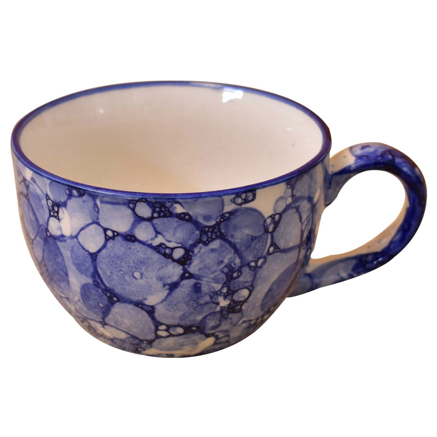 Kunhar Ceramic Jumbo Coffee Mug Soup Mug Noodle Mug - 350 ML - Microwave Safe & Freezer Safe, Set of 1, Blue Luster