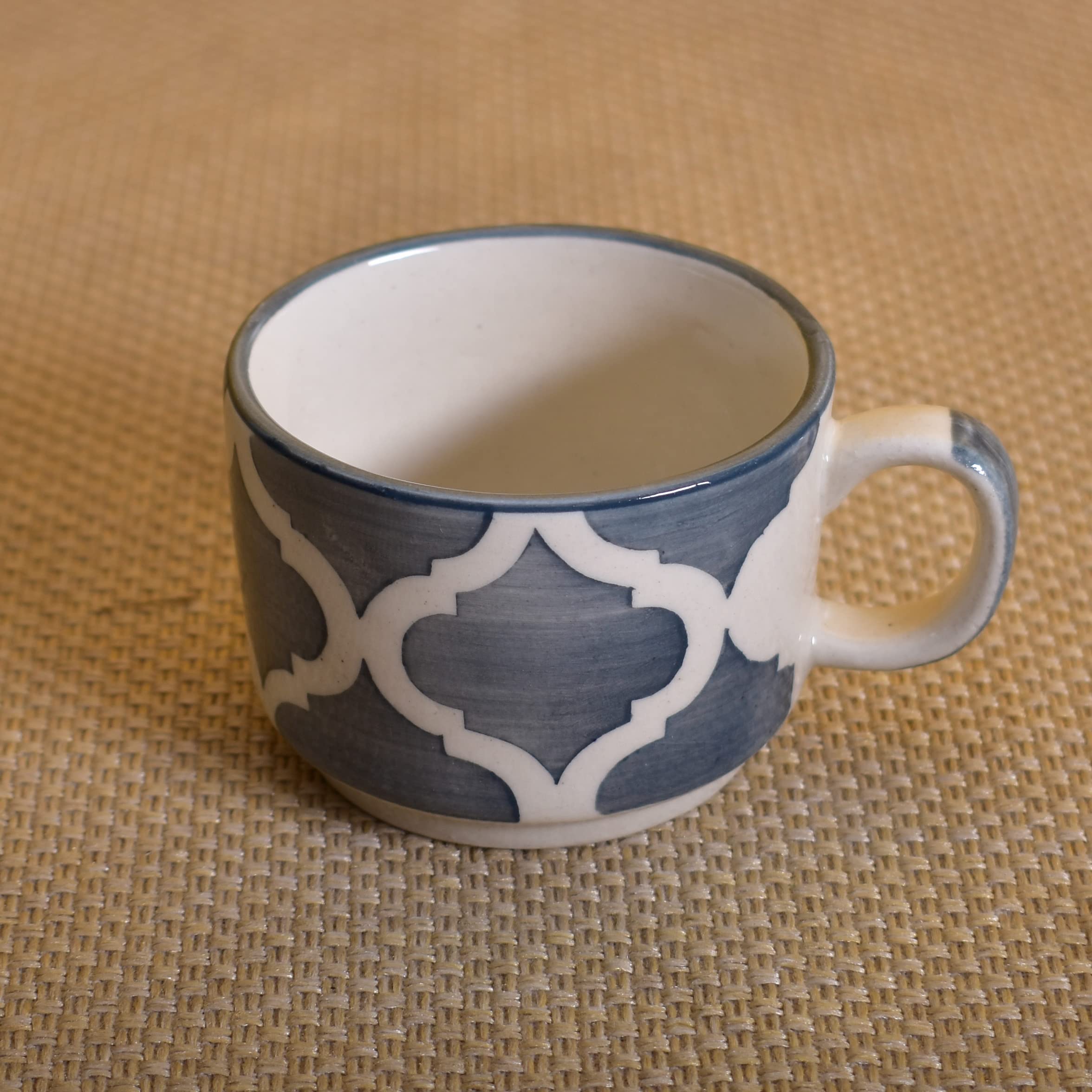 Kunhar Ceramic Tea Cup - 200 Ml, 6 Pieces, Grey Chidi