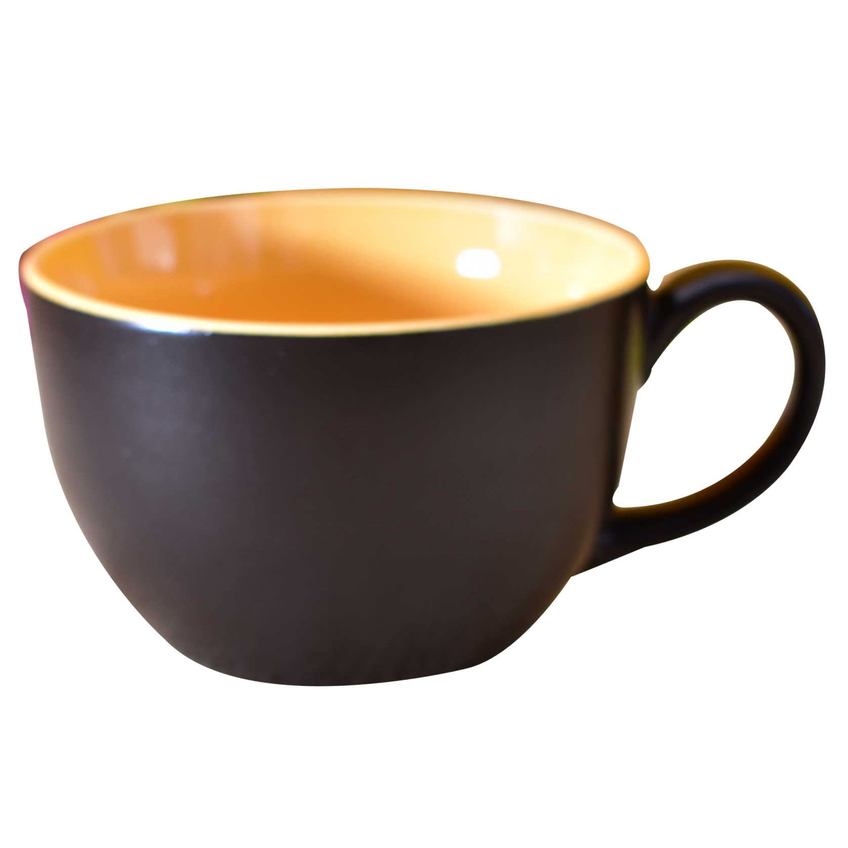 Kunhar Ceramic Jumbo Coffee Mug Soup Mug Noodle Mug - 350 ML - Microwave Safe & Freezer Safe, Set of 1, Black Orange Matte