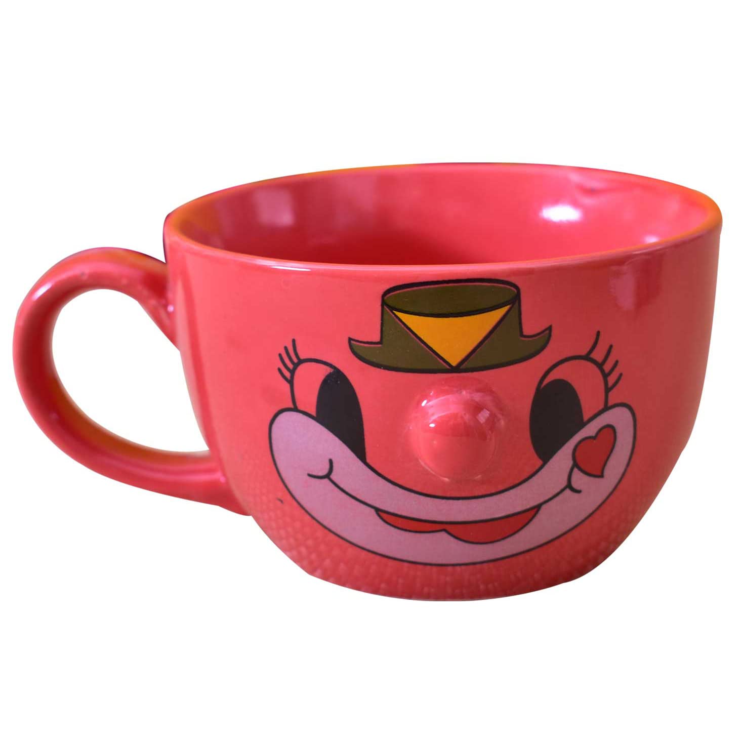 Kunhar Ceramic Jumbo Coffee Mug Soup Mug Noodle Mug - 350 ML - Microwave Safe & Freezer Safe, Set of 1, Red Smile