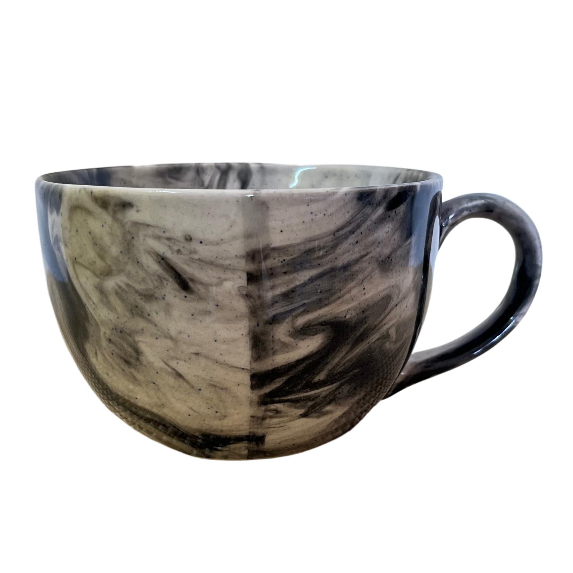 Kunhar Ceramic Jumbo Coffee Mug Soup Mug Noodle Mug - 350 ML - Microwave Safe & Freezer Safe, Set of 1, Marble