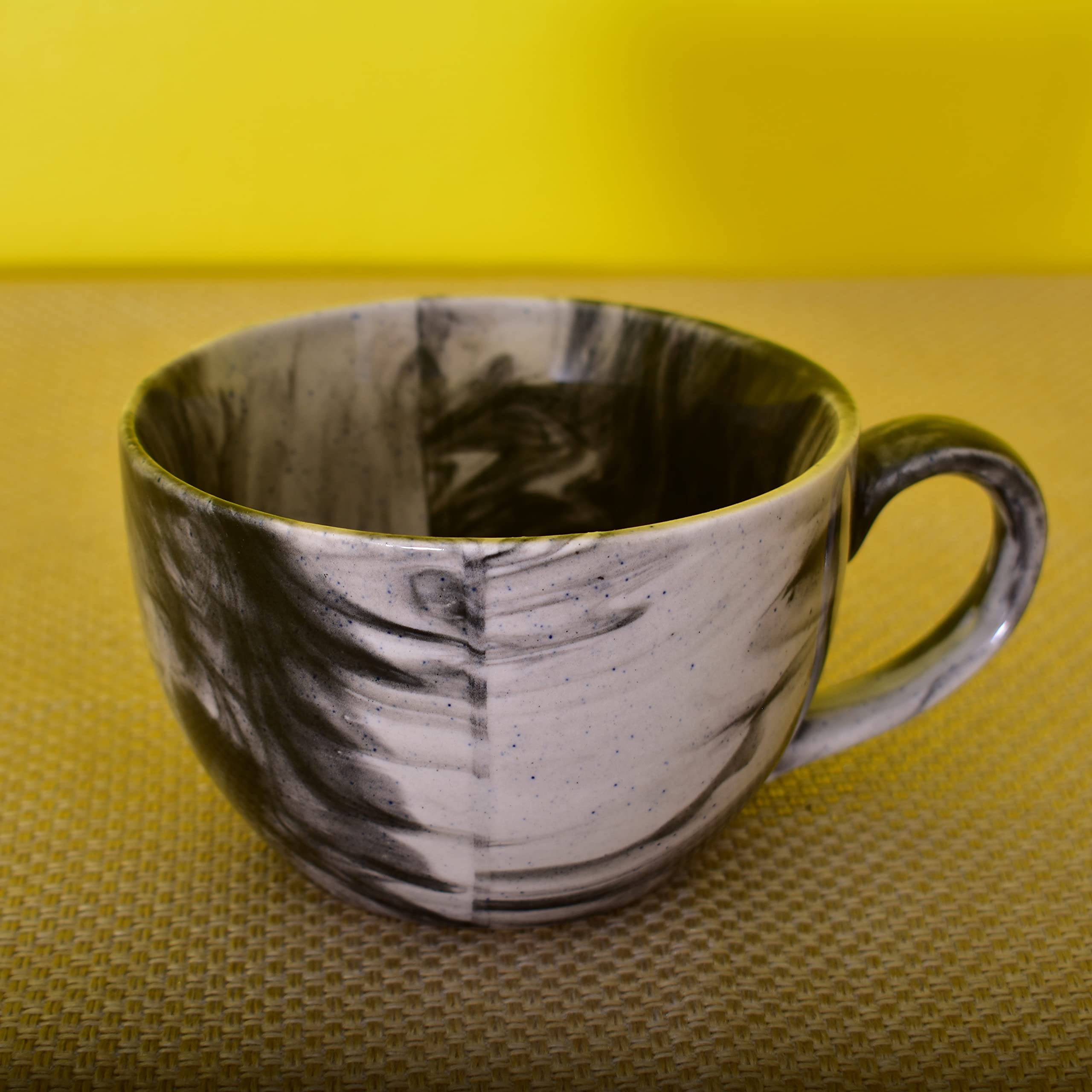 Kunhar Ceramic Jumbo Coffee Mug Soup Mug Noodle Mug - 350 ML - Microwave Safe & Freezer Safe, Set of 1, Marble