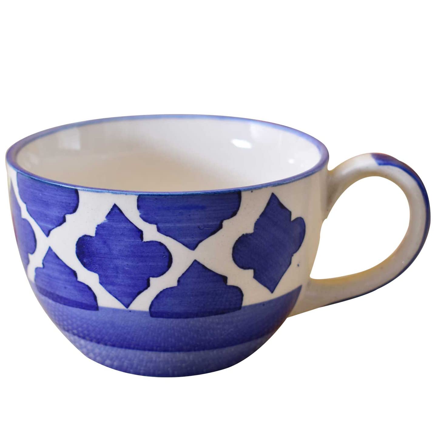 Kunhar Ceramic Jumbo Coffee Mug Soup Mug Noodle Mug - 350 ML - Microwave Safe & Freezer Safe, Set of 1, Blue Chidi