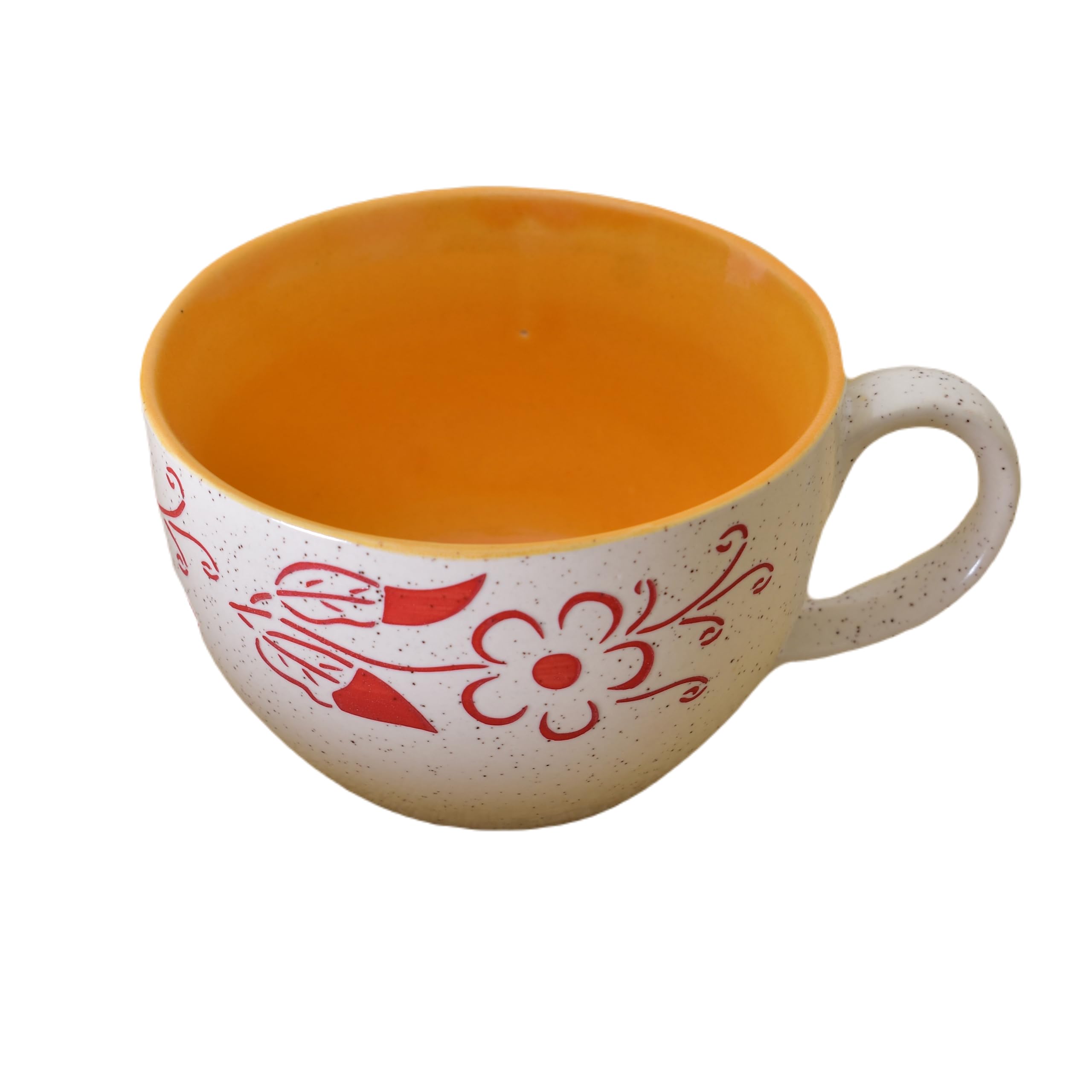 Kunhar Ceramic Jumbo Coffee Mug Soup Mug Noodle Mug - 350 ML - Microwave Safe & Freezer Safe, Set of 1, White Yellow Flower