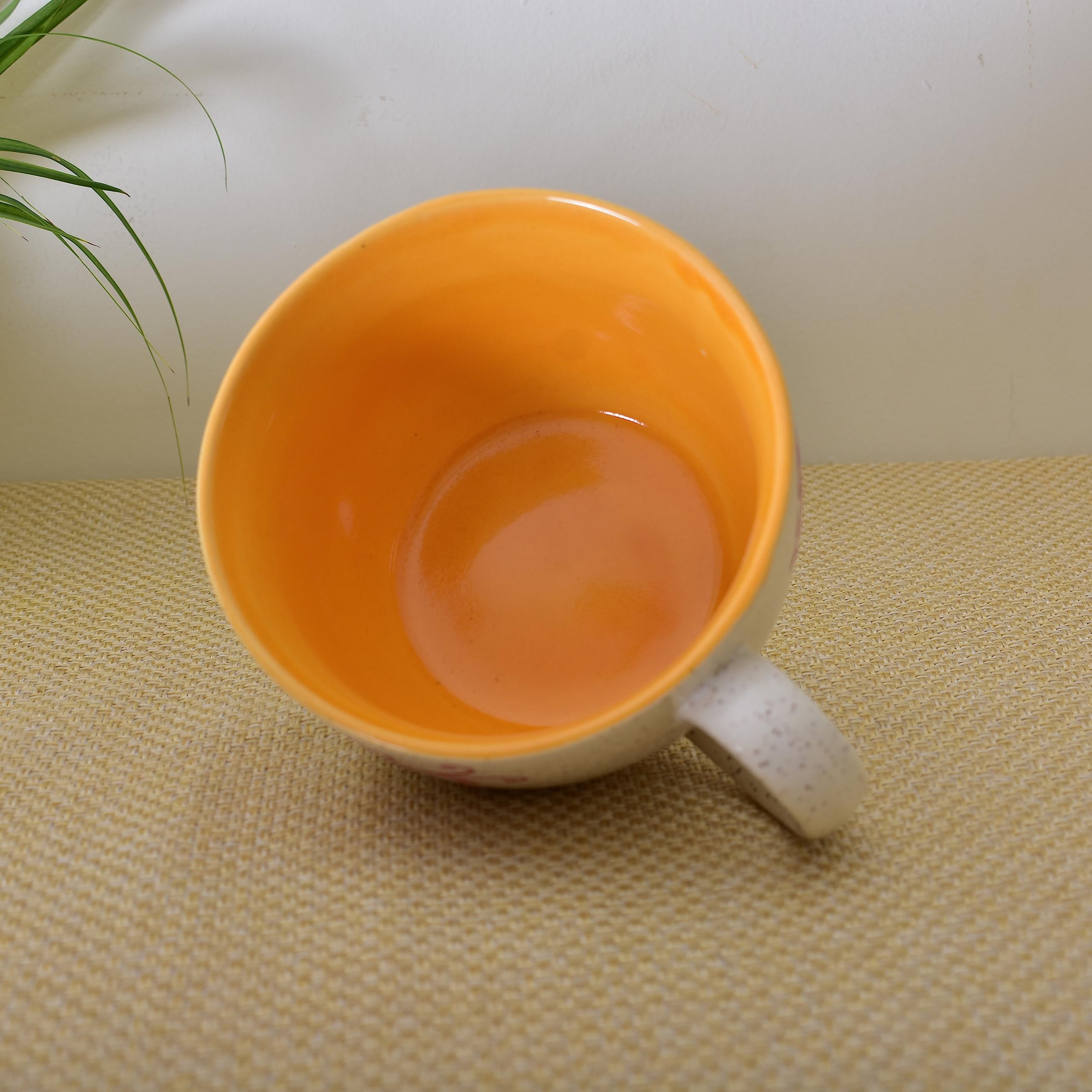 Kunhar Ceramic Jumbo Coffee Mug Soup Mug Noodle Mug - 350 ML - Microwave Safe & Freezer Safe, Set of 1, White Yellow Flower