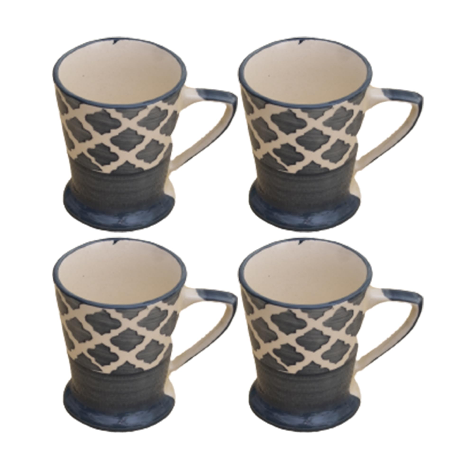 Kunhar Ceramic Tea Cup - 120 Ml, 4 Pieces, Grey (Cup-18)