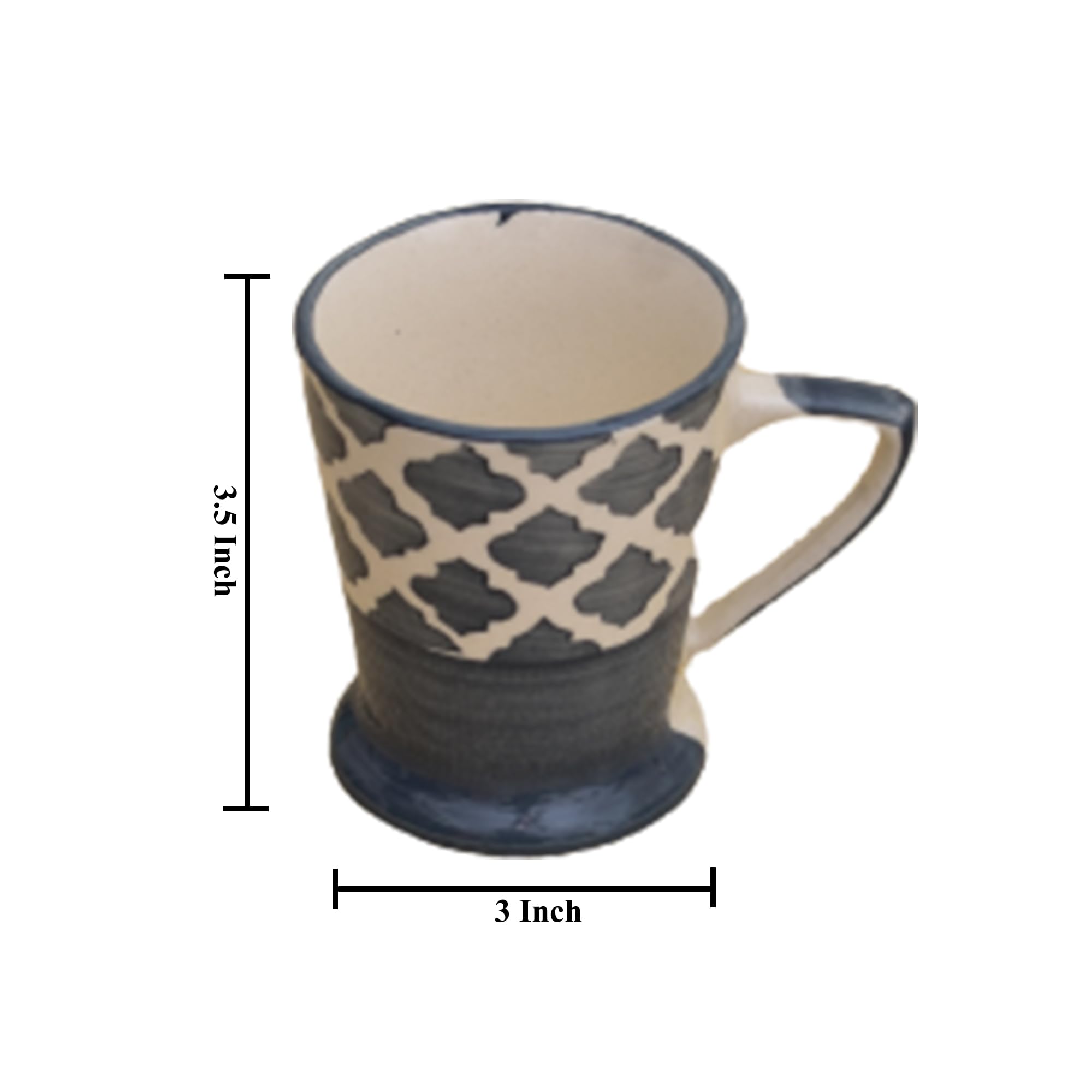 Kunhar Ceramic Tea Cup - 120 Ml, 4 Pieces, Grey (Cup-18)