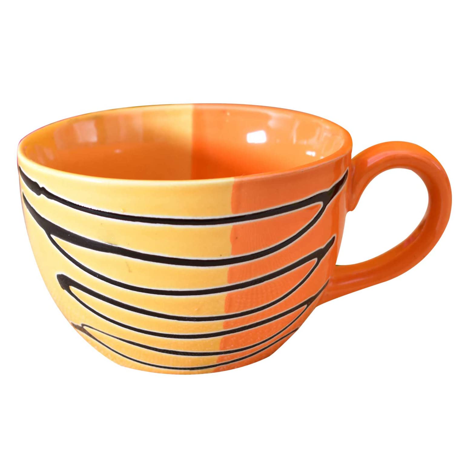Kunhar Ceramic Jumbo Coffee Mug Soup Mug Noodle Mug - 350 ML - Microwave Safe & Freezer Safe, Set of 1, Orange Yellow