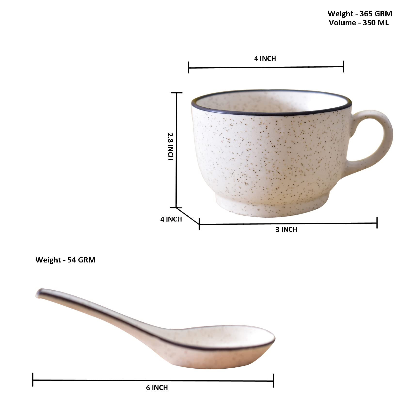 Kunhar Ceramic Soup Mug - White Matt, 1 Piece