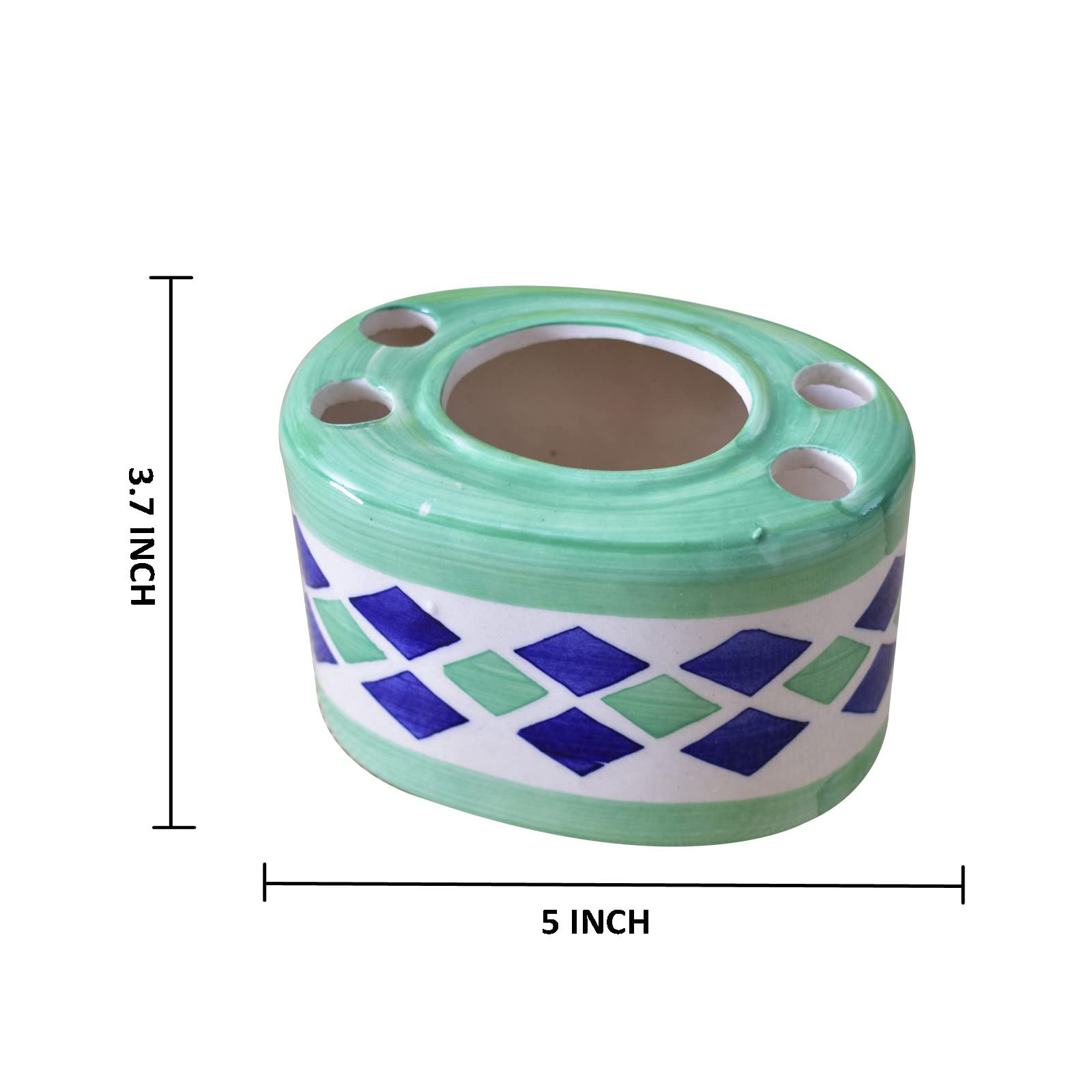 Kunhar Ceramic 2-Piece Bathroom Accessories Set (1 Soap Dish Holder and 1 Toothbrush Holder), Green