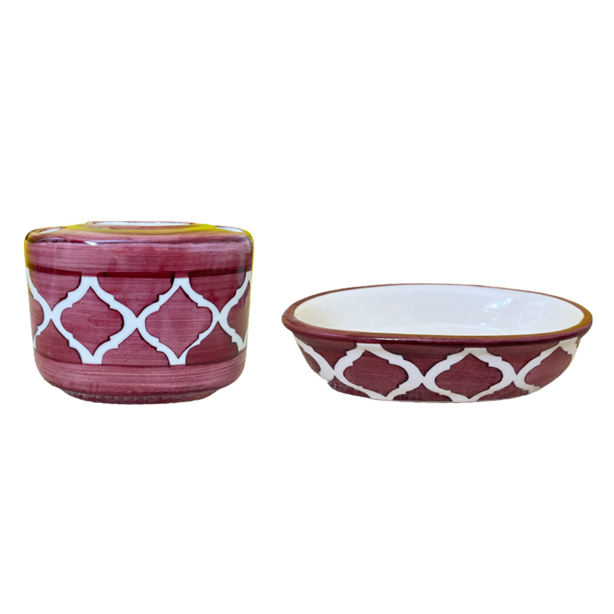 KunhaR Ceramic 2-Piece Bathroom Accessory Set, Purple Brown (Liquid Soap Dispenser 300 ML, Soap Dish Holder and Toothbrush Holder)