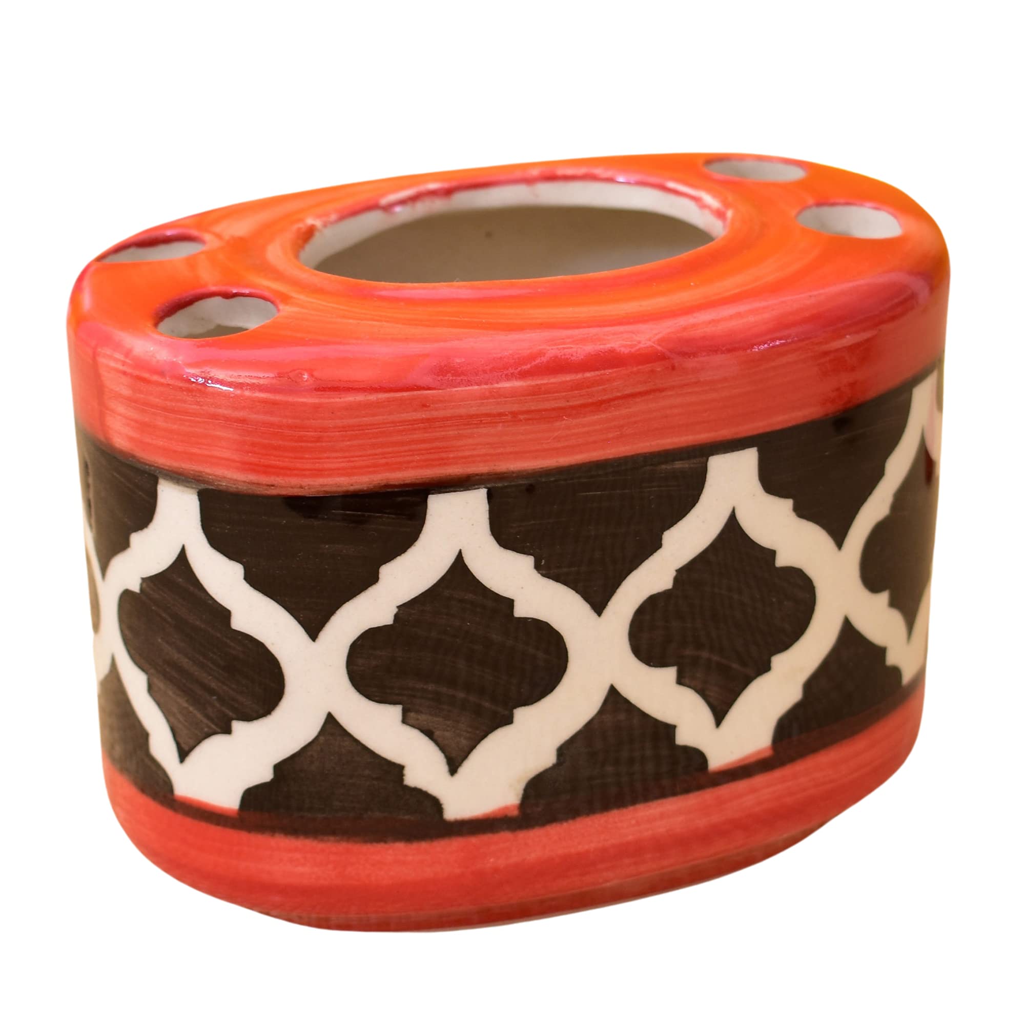 Kunhar Ceramic 2-Piece Bathroom Accessories Set (1 Soap Dish Holder and 1 Toothbrush Holder), Red Chidi