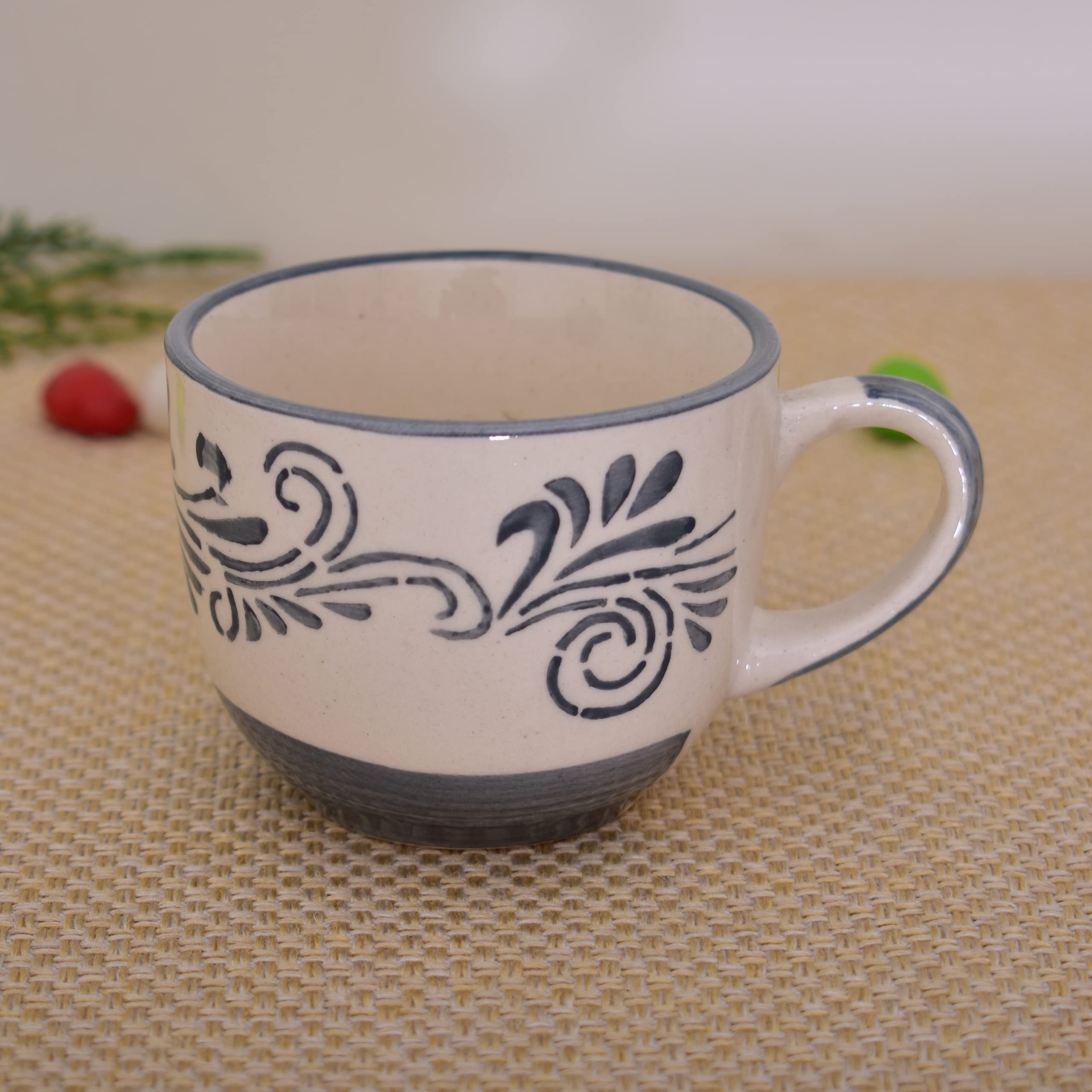 Kunhar Ceramic Tea Cup - 150 Ml, 6 Pieces, Grey