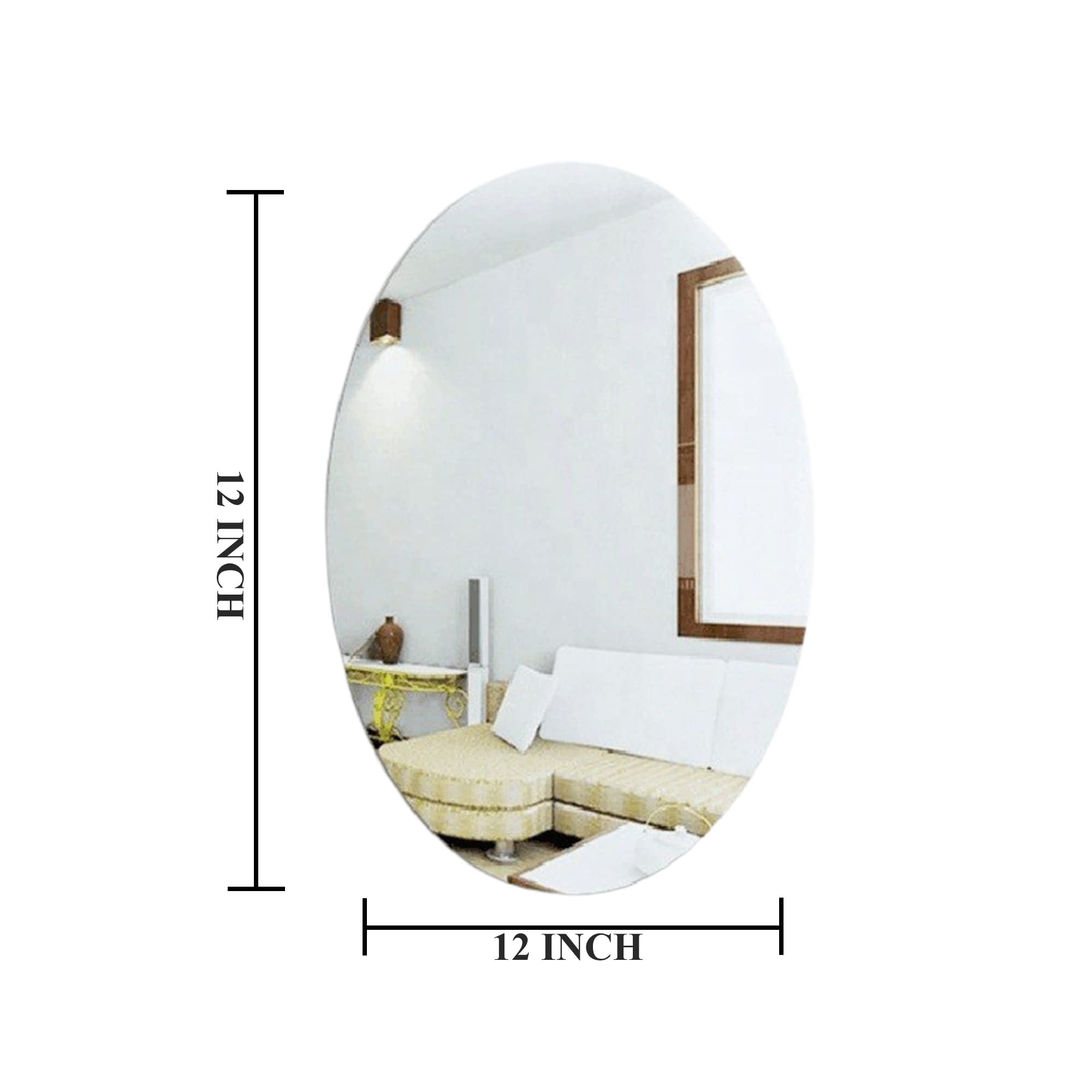 Kunhar Frameless Oval Wall Mirror, 12 X 16 Inch