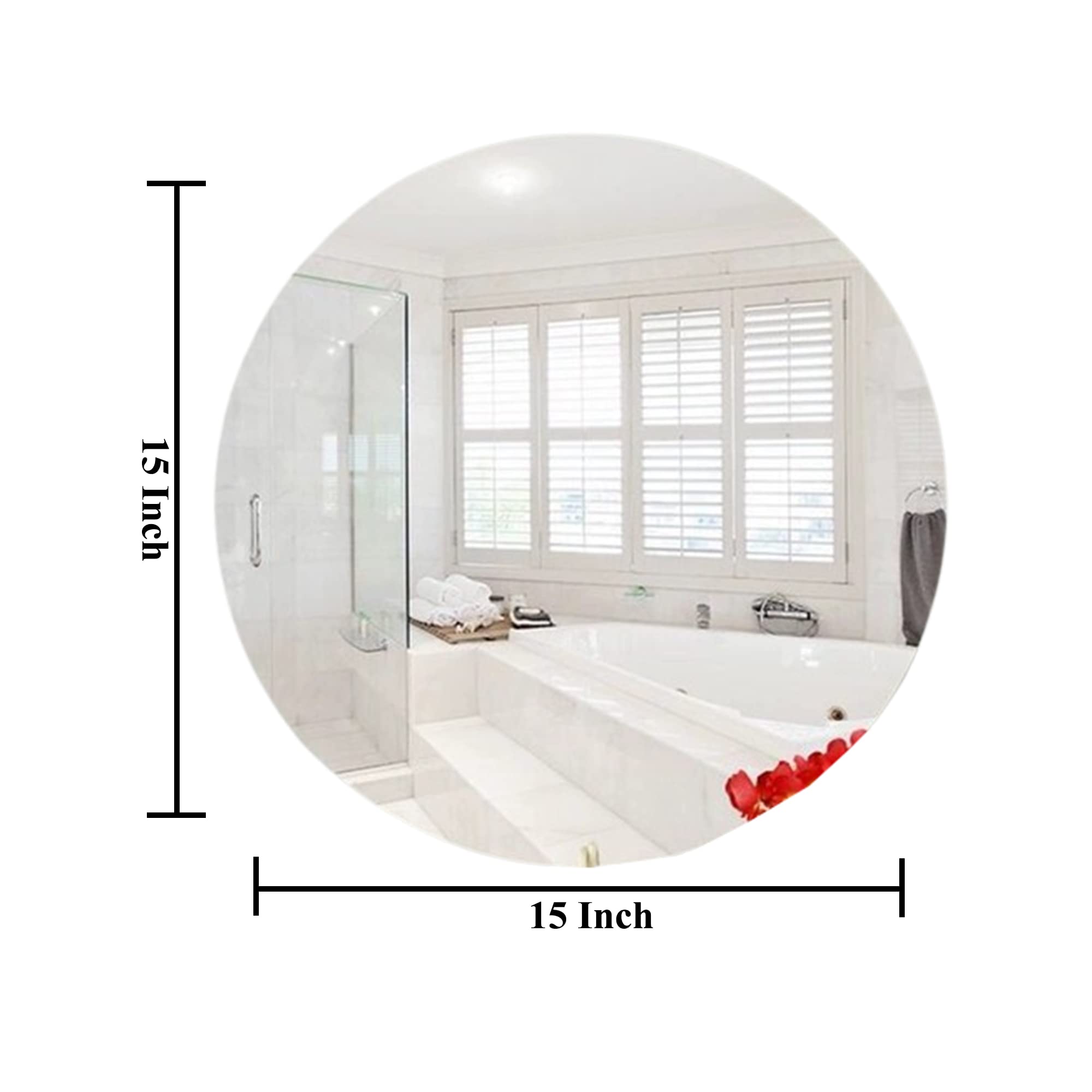 Kunhar Frameless Round Wall Mirror, 15 X 15 Inch, 1 Piece