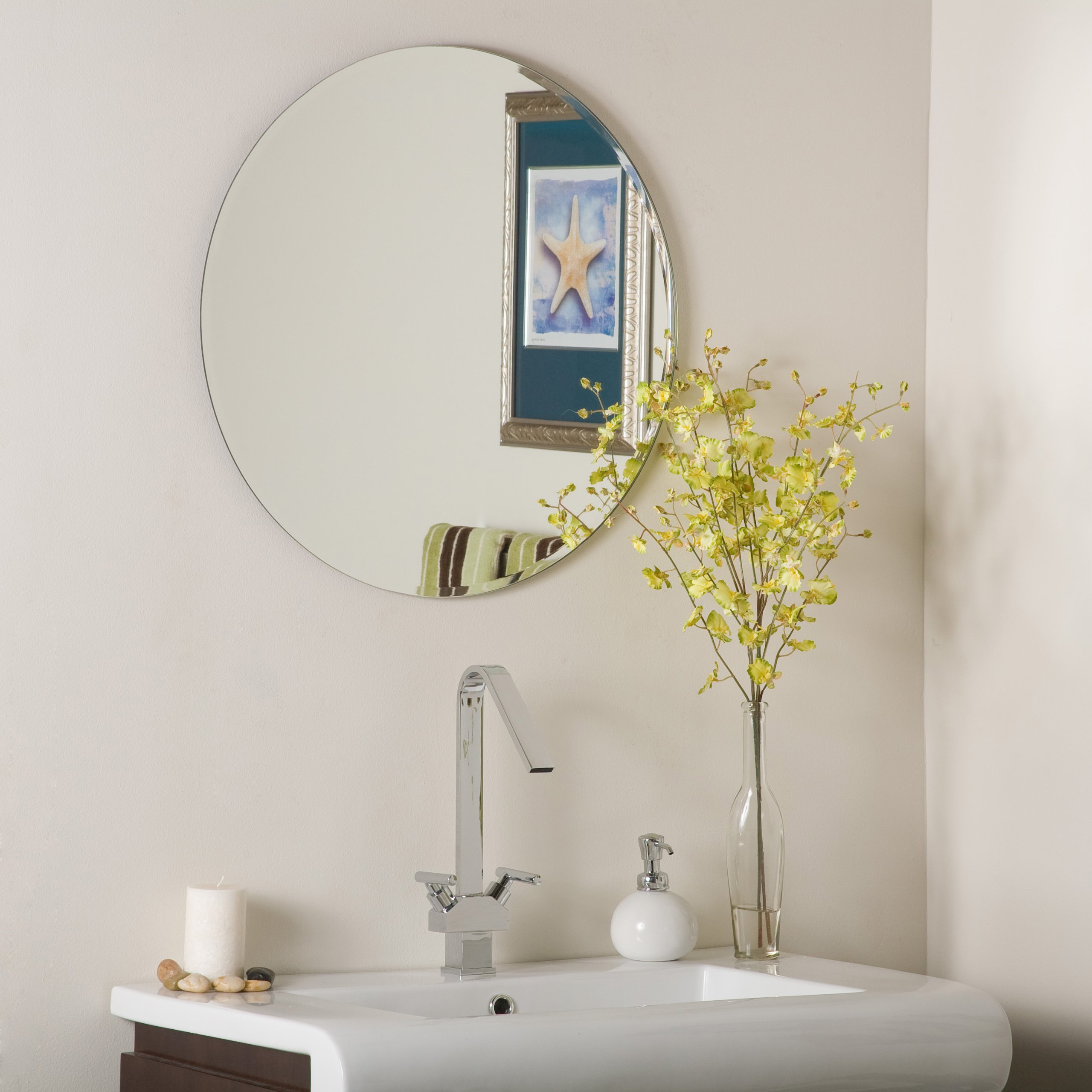 Kunhar Frameless Wall Mirror,12 X 12 Inch,Round (3 MM)