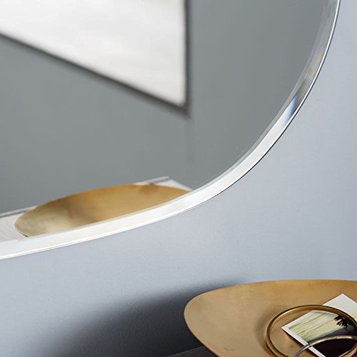 Kunhar Frameless Wall Mirror, 12 X 18 Inch, 1 Piece (Oval, Unframed, Silver)
