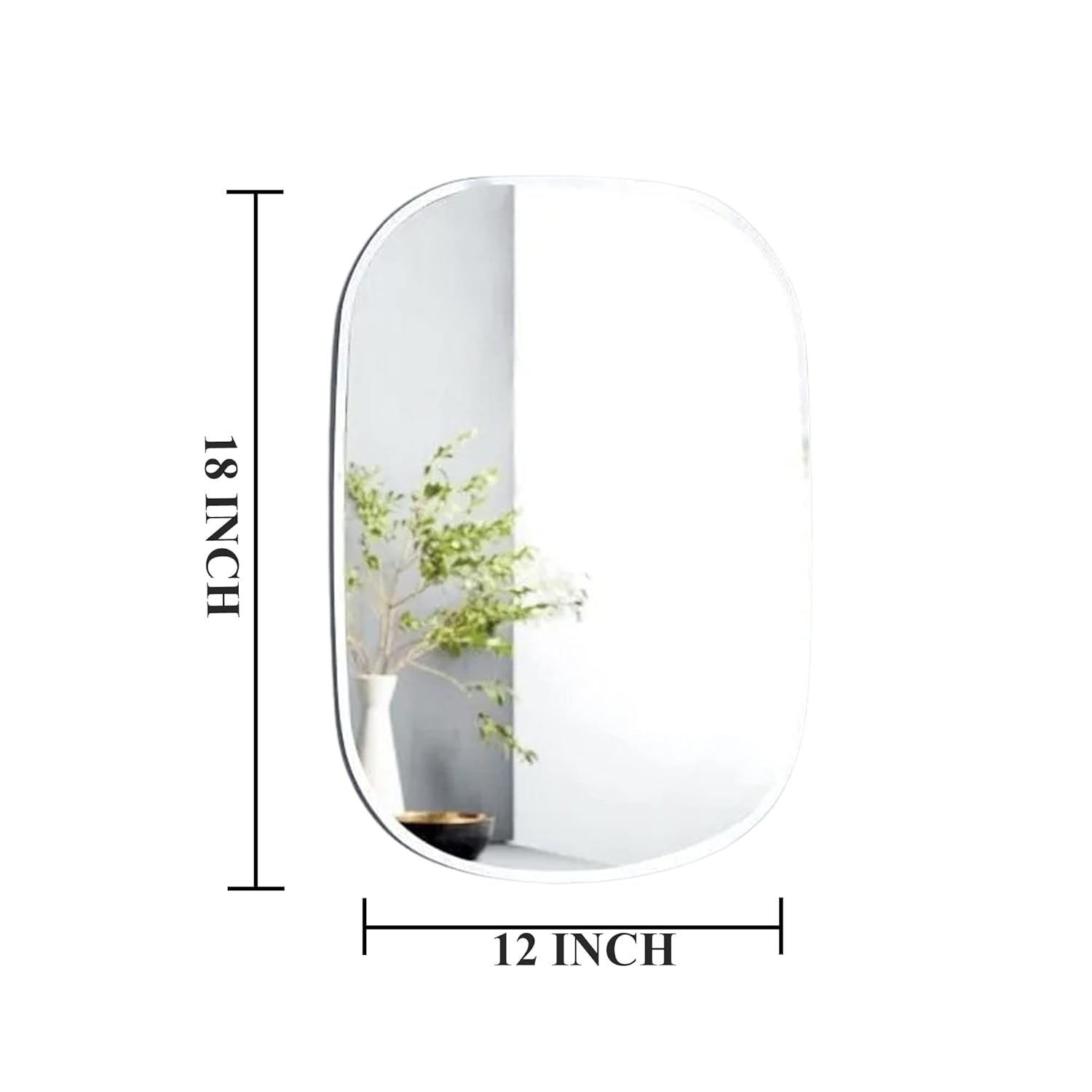 Kunhar Frameless Wall Mirror, 12 X 18 Inch, 1 Piece (Oval, Unframed, Silver)